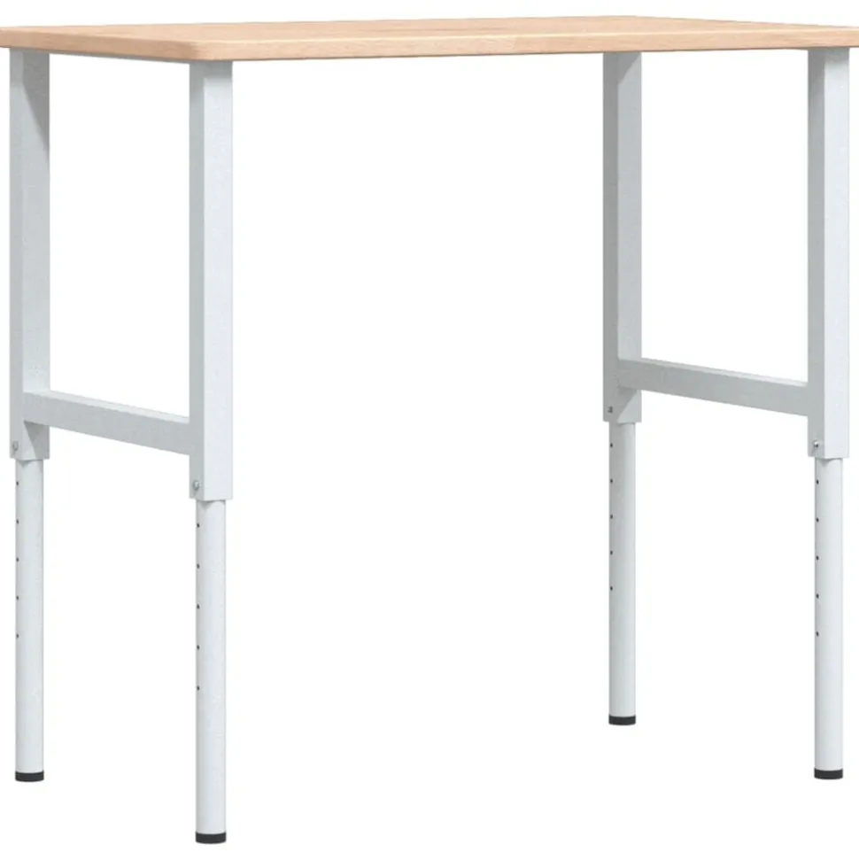 vidaXL Werkbank rechthoekig 100x60x(71,5-98) cm massief eikenhout