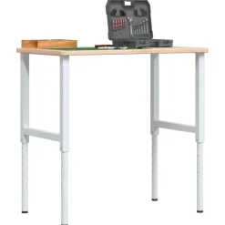 vidaXL Werkbank rechthoekig 100x60x(71,5-98) cm massief eikenhout
