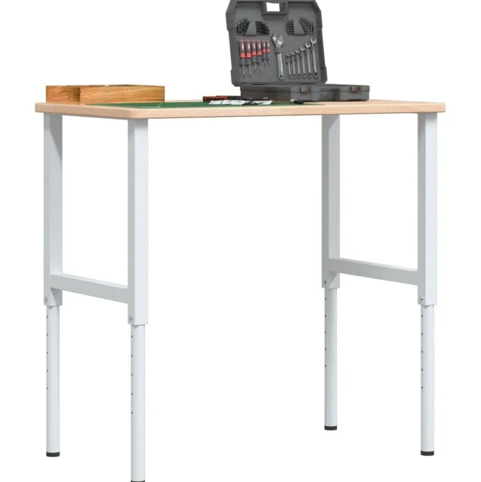 vidaXL Werkbank rechthoekig 100x60x(71,5-98) cm massief eikenhout