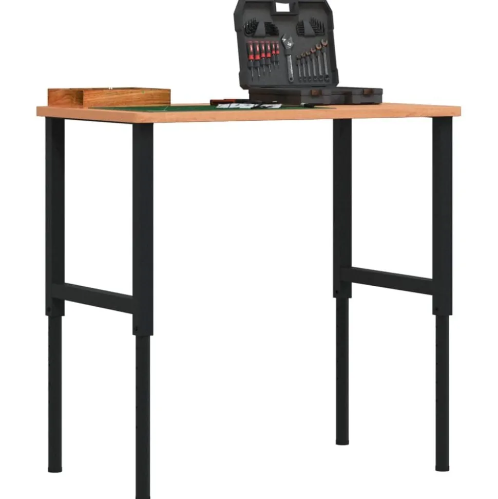 vidaXL Werkbank rechthoekig 100x60x(71,5-98) cm massief beukenhout