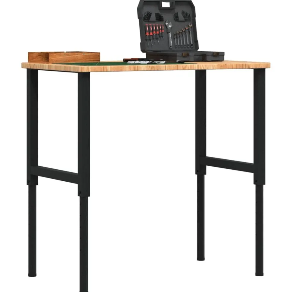 vidaXL Werkbank rechthoek 100x60x(71,5-98) cm eikenhout lichtbruin