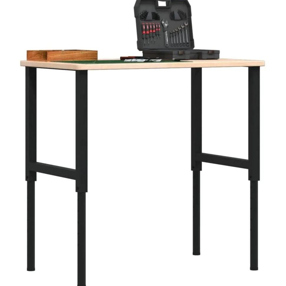 vidaXL Werkbank rechthoekig 100x60x(71,5-98) cm massief eikenhout