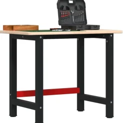 vidaXL Werkbank rechthoekig 100x60x81,5 cm massief eikenhout