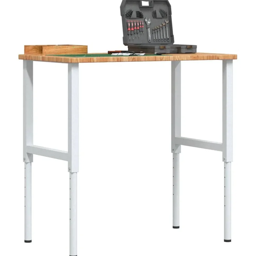 vidaXL Werkbank rechthoek 100x60x(71,5-98) cm eikenhout lichtbruin