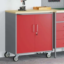 vidaXL Werkbank Rood en Grijs 75 x 45 x 85 cm Engineered hout en staal