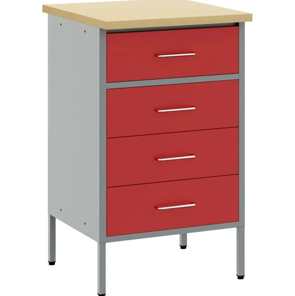 vidaXL Werkbank Rood en Grijs 50 x 55 x 85 cm Engineered hout en staal