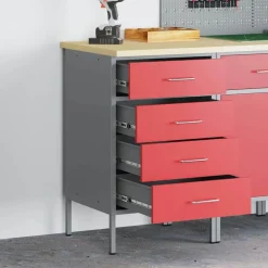 vidaXL Werkbank Rood en Grijs 50 x 55 x 85 cm Engineered hout en staal
