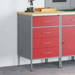 vidaXL Werkbank Rood en Grijs 50 x 55 x 85 cm Engineered hout en staal