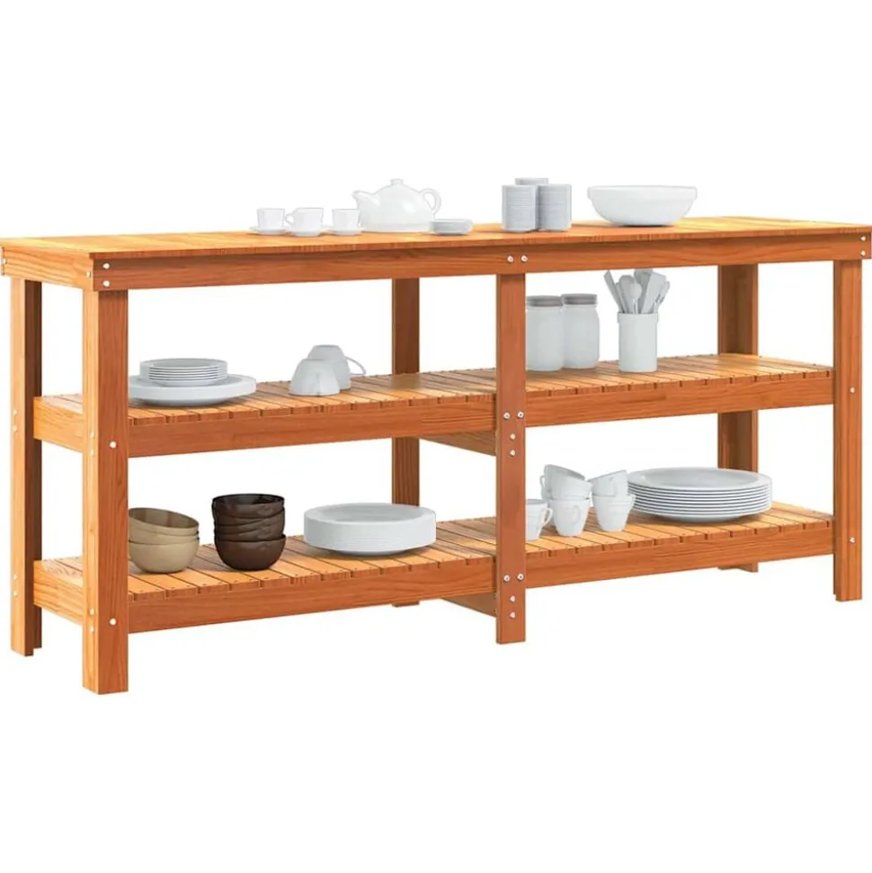 vidaXL Werkbank Wasbruin 181,5 x 50 x 80 cm Massief grenenhout
