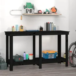 vidaXL werkbank 140x50x80 cm massief grenenhout zwart