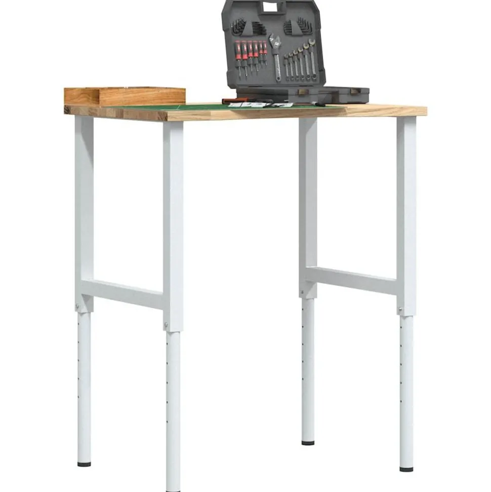 vidaXL Werkbank 80x60x(71,5-98) cm massief eikenhout