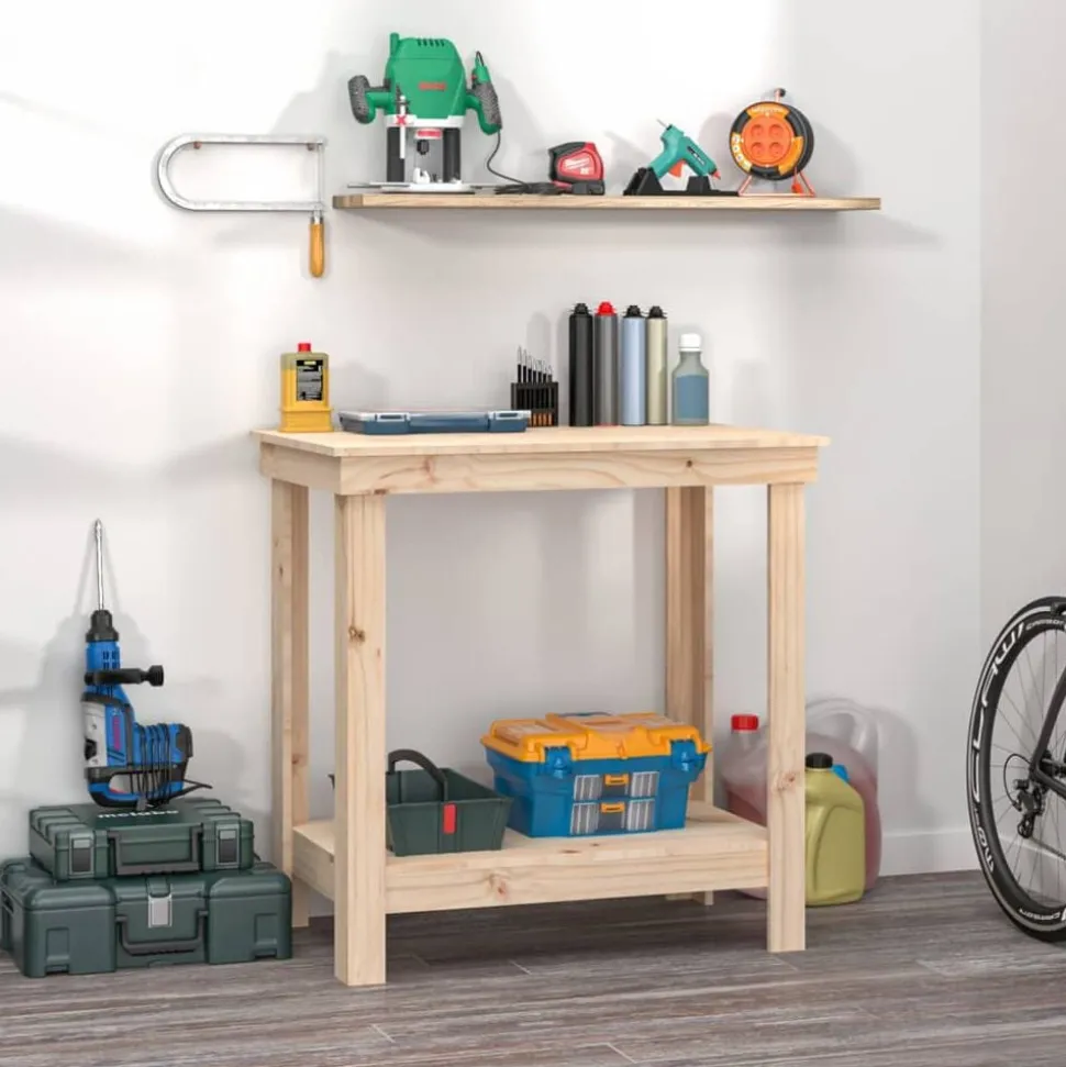 vidaXL Werkbank 80x50x80 cm massief grenenhout