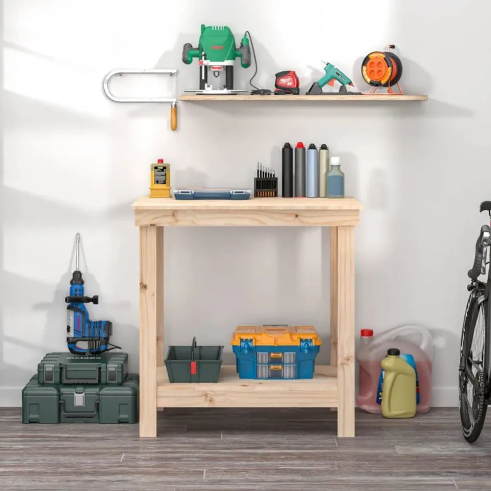 vidaXL Werkbank 80x50x80 cm massief grenenhout