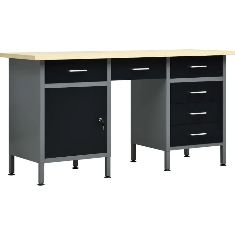 vidaXL Werkbank 160x60x85 cm staal zwart