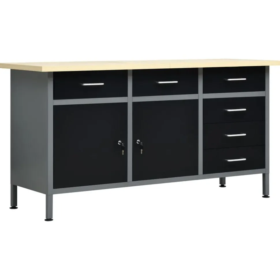 vidaXL Werkbank 160x60x85 cm staal zwart