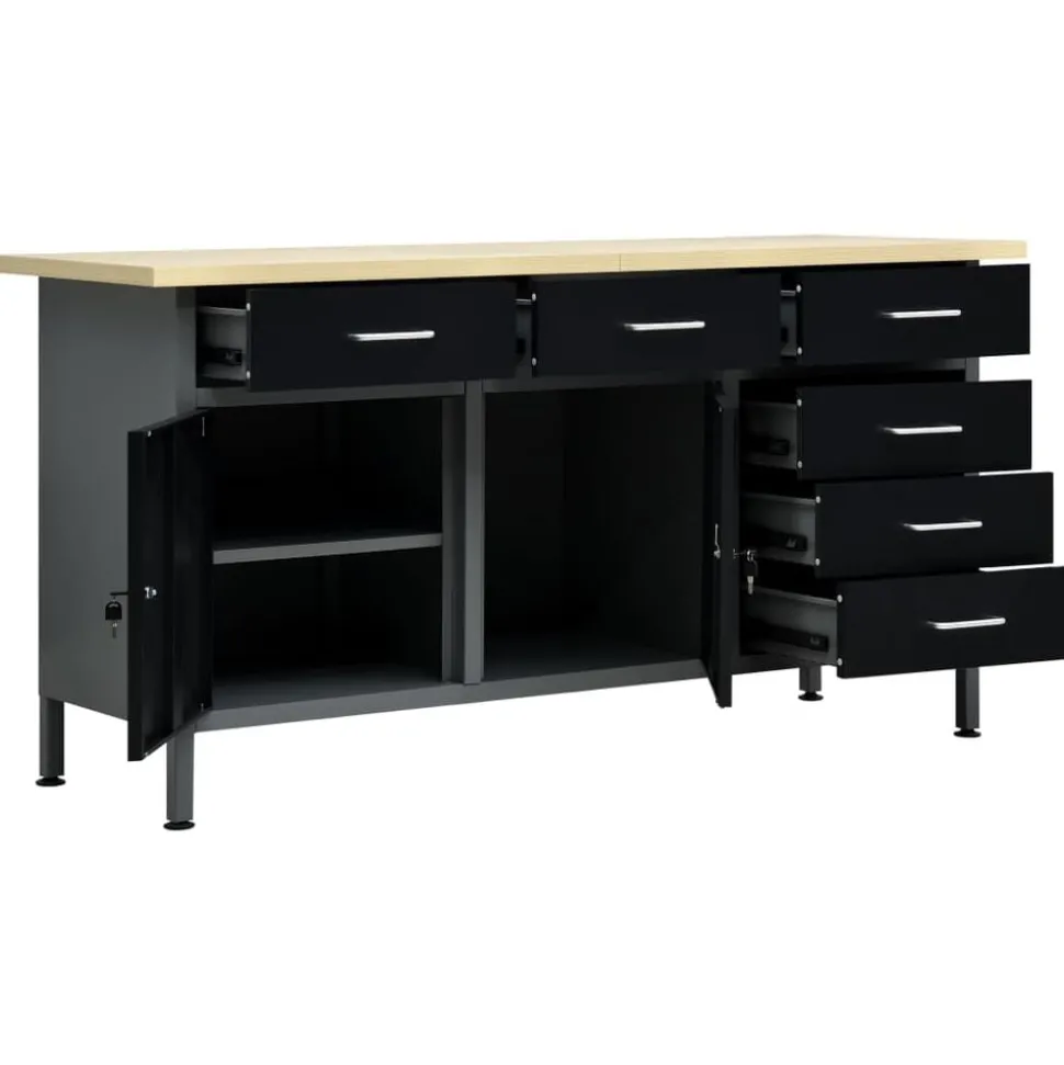vidaXL Werkbank 160x60x85 cm staal zwart