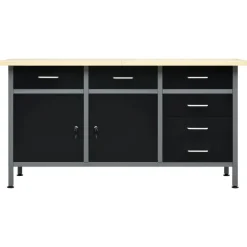 vidaXL Werkbank 160x60x85 cm staal zwart