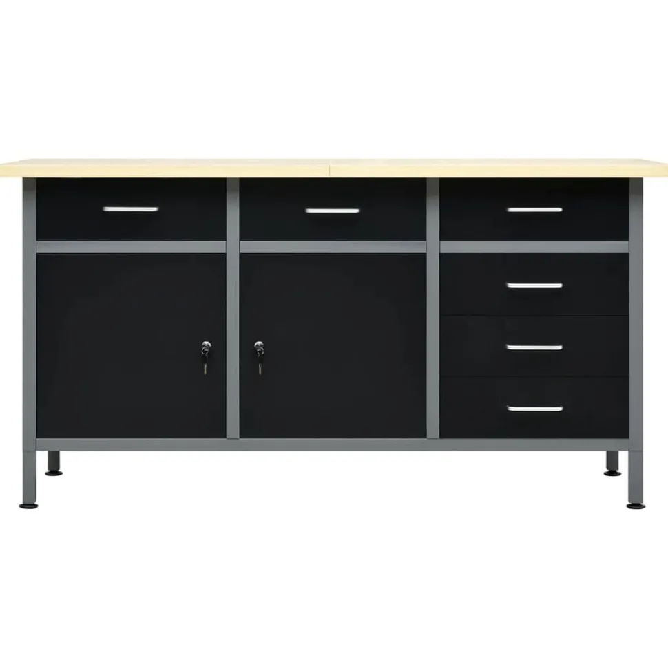 vidaXL Werkbank 160x60x85 cm staal zwart