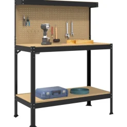 vidaXL Werkbank Zwart 114 x 54 x 145 cm Bewerkt hout en metaal