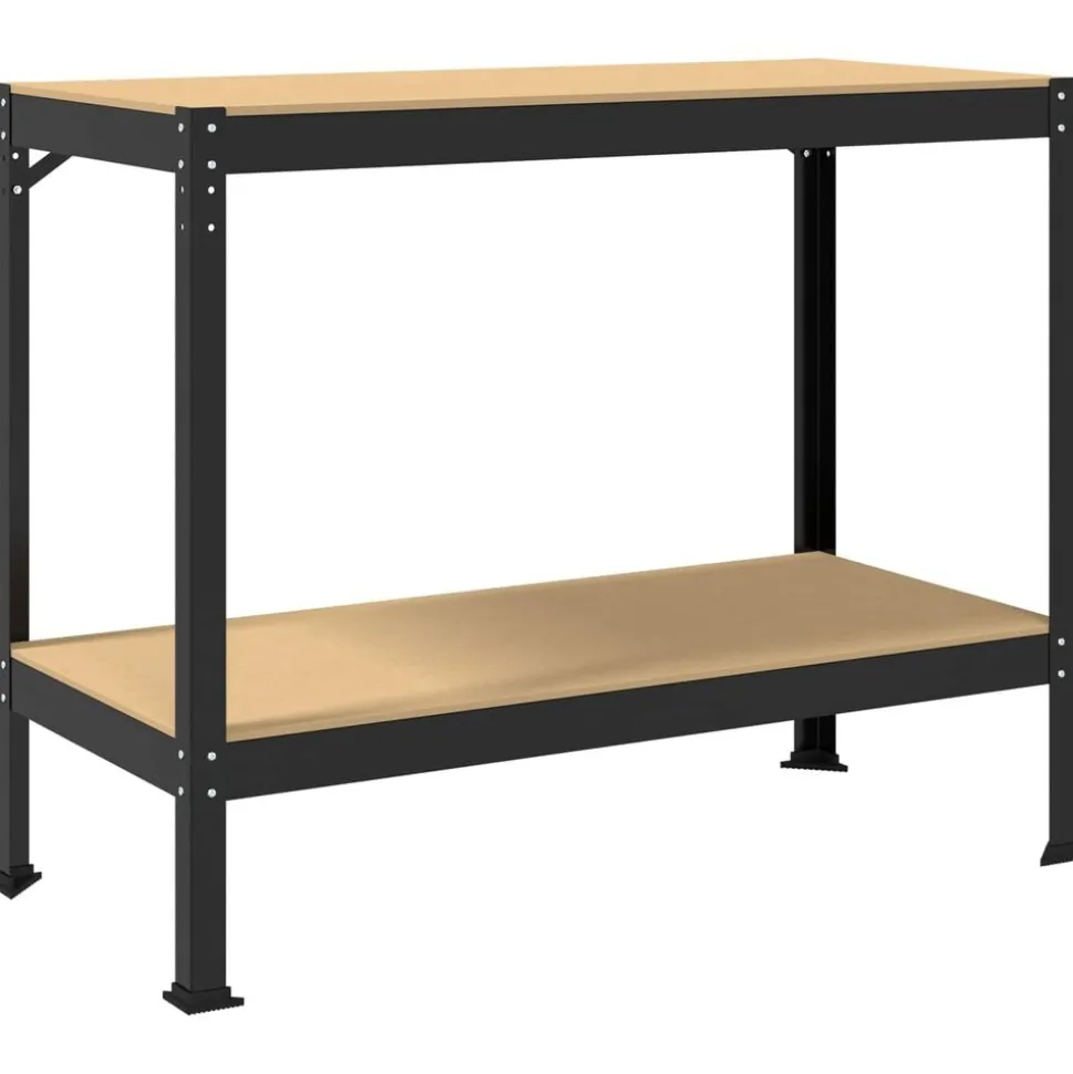 vidaXL Werkbank Zwart 115 x 55 x 91 cm Bewerkt hout en metaal