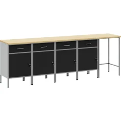 vidaXL Werkkast set met lade met opslag met slot 5 pcs Zwart en Grijs