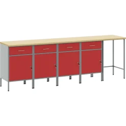 vidaXL Werkkast set met lade met opslag met slot 5 pcs Rood en Grijs