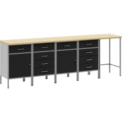 vidaXL Werkkast set met lade met opslag met slot 5 pcs Zwart en Grijs