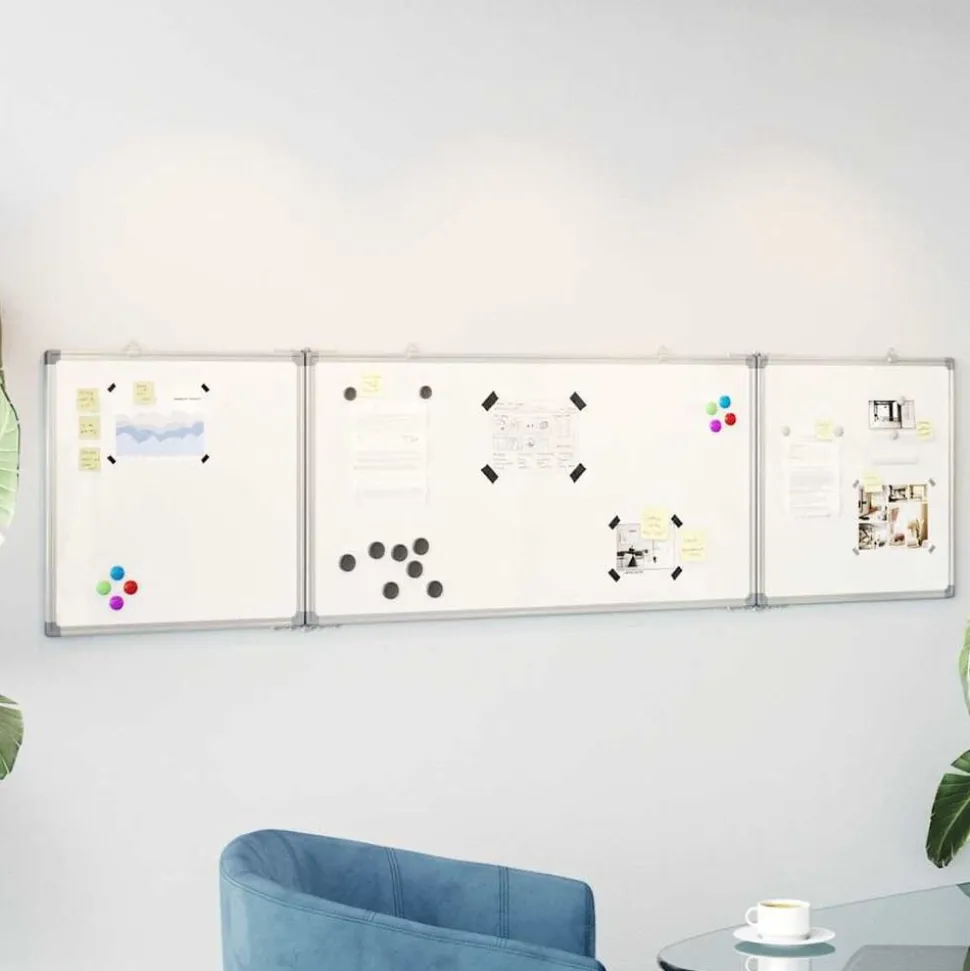vidaXL Whiteboard magnetisch inklapbaar 160x40x1,7 cm aluminium