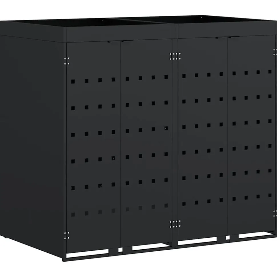 vidaXL Wieltjesbakopslag voor 2 bakken Zwart 136 x 77,5 x 121,5 cm