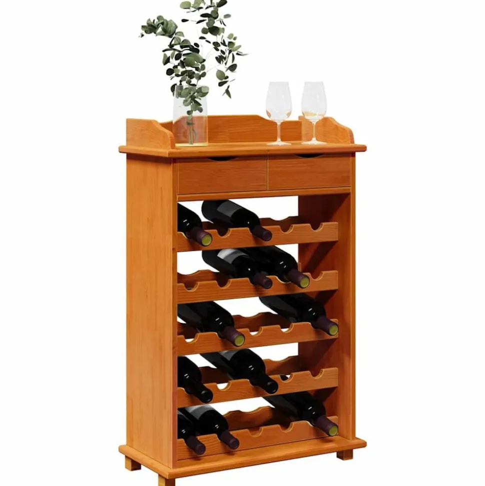 vidaXL Wijnrek Bruin 58 x 28 x 90 cm Massief grenenhout