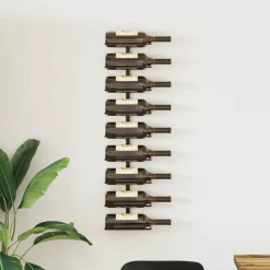 vidaXL Wijnrek voor 9 flessen wandmontage ijzer zwart