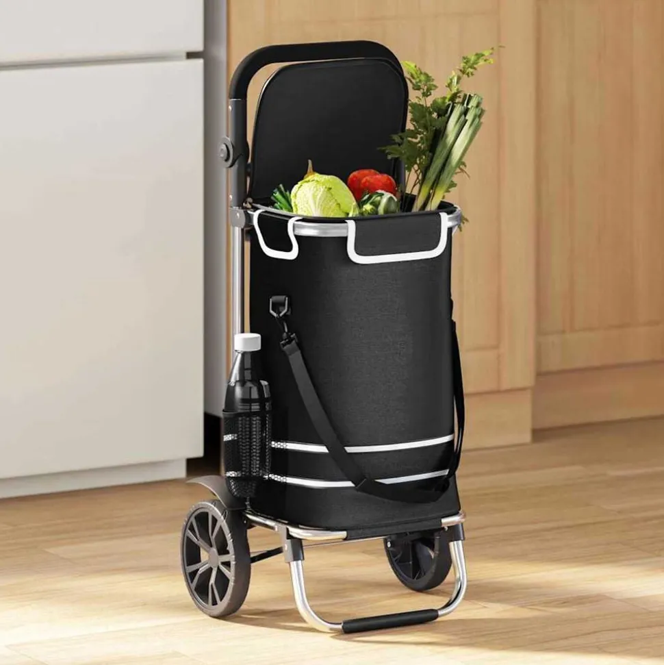 vidaXL Winkel trolley Zwart 36,5 x 46,5 x 100,5 cm Oxford stof