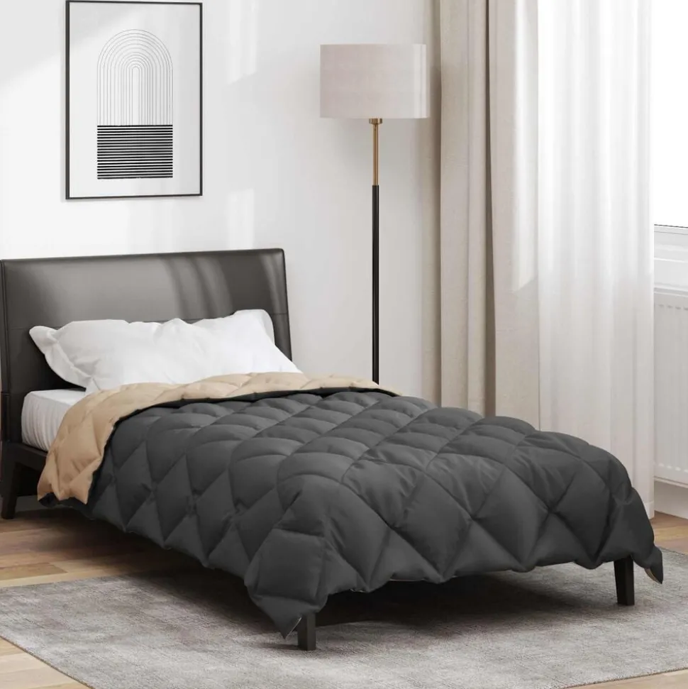 vidaXL Winter Dekbed Antraciet en Taupe 135 x 200 cm Microfiber