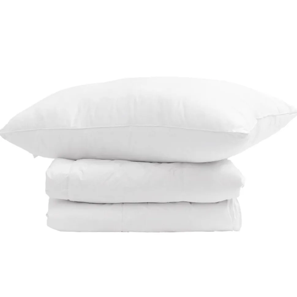 vidaXL Winter Dekbed met kussen 2 pcs Wit Donsveertjes