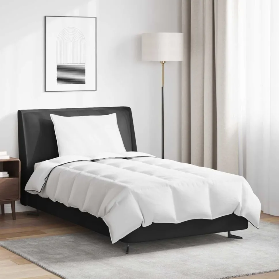 vidaXL Winter Dekbed met kussen 2 pcs Wit Donsveertjes