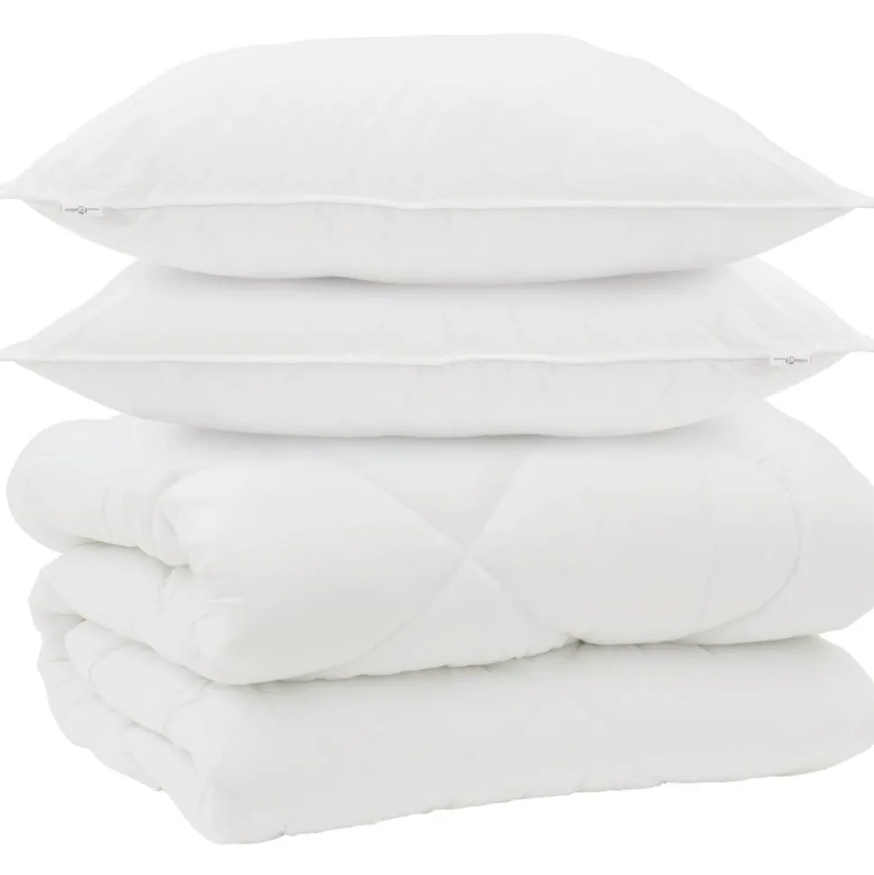 vidaXL Winter Dekbed met kussen 3 pcs Wit Microvezel