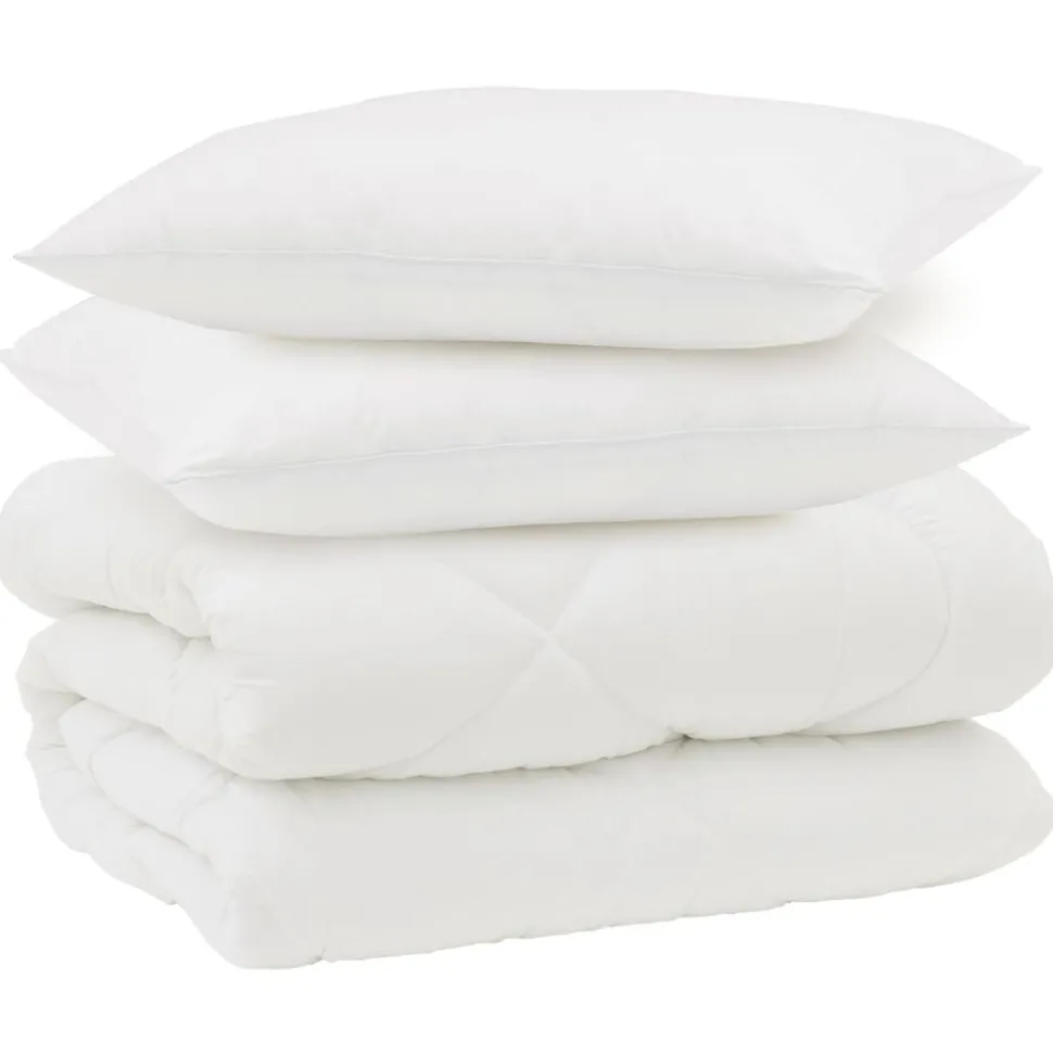 vidaXL Winter Dekbed met kussen 3 pcs Wit Microvezel