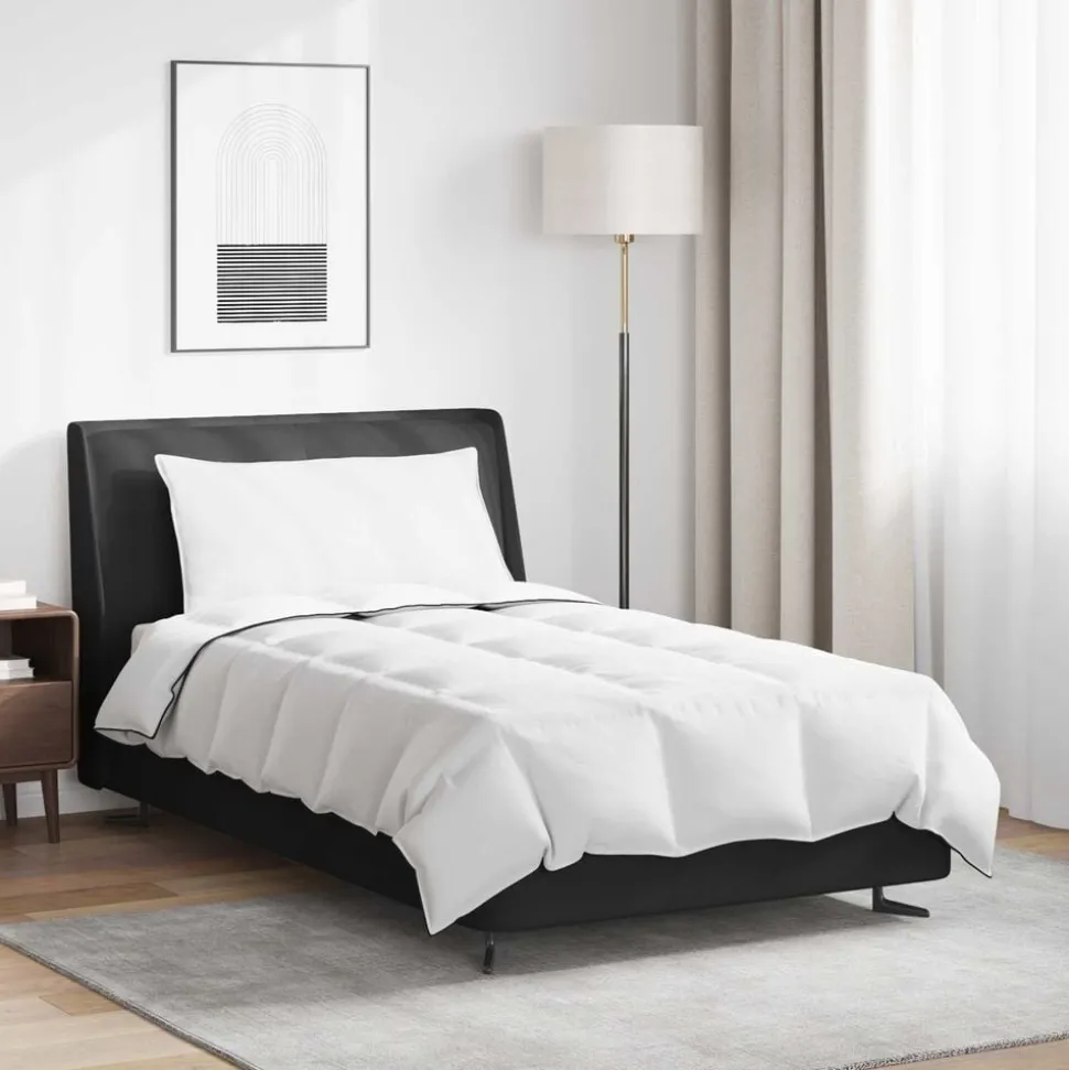 vidaXL Winter Dekbed met kussen 2 pcs Wit Donsveertjes
