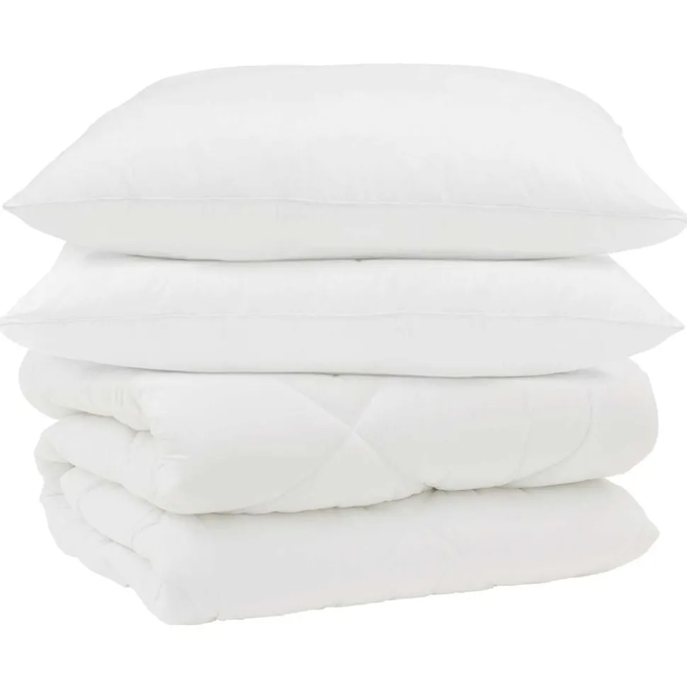 vidaXL Winter Dekbed met kussen 3 pcs Wit Microvezel