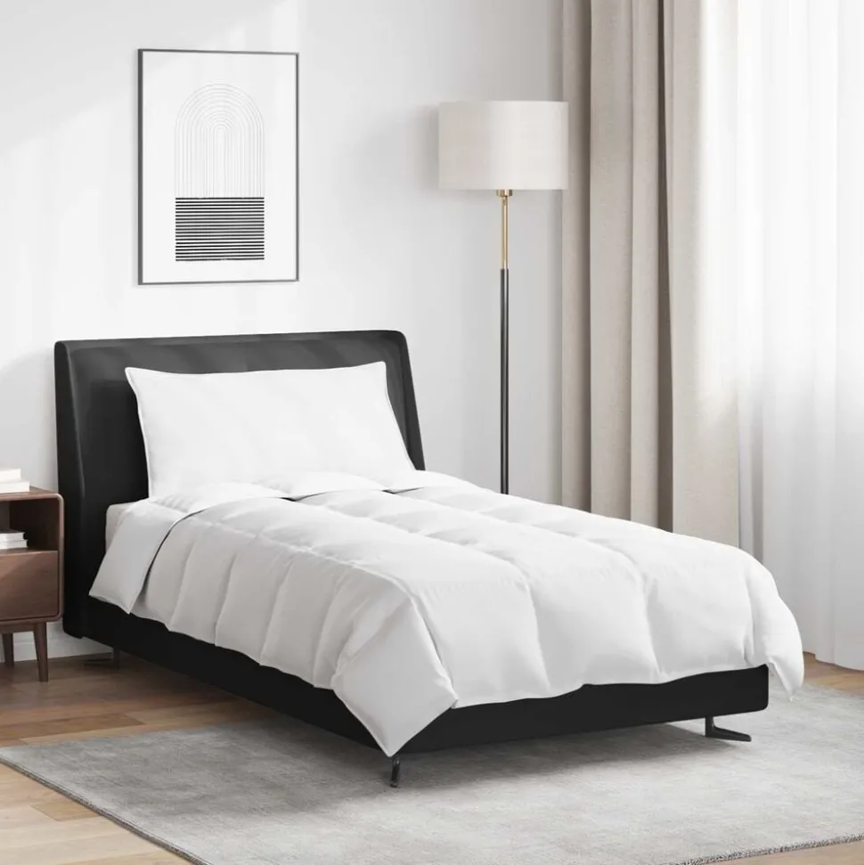 vidaXL Winter Dekbed met kussen 2 pcs Wit Donsveertjes