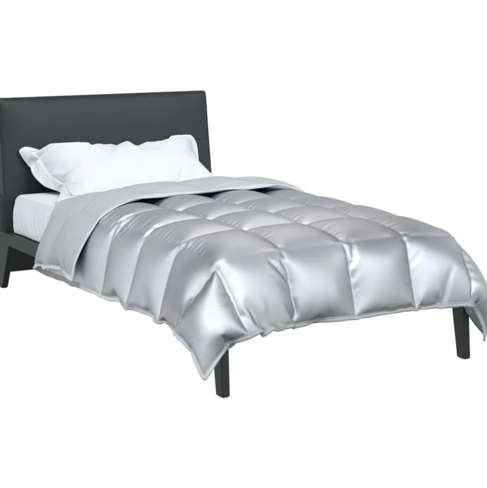 vidaXL Winter Dekbed Zilver 135 x 200 cm Satijn en Microfiber