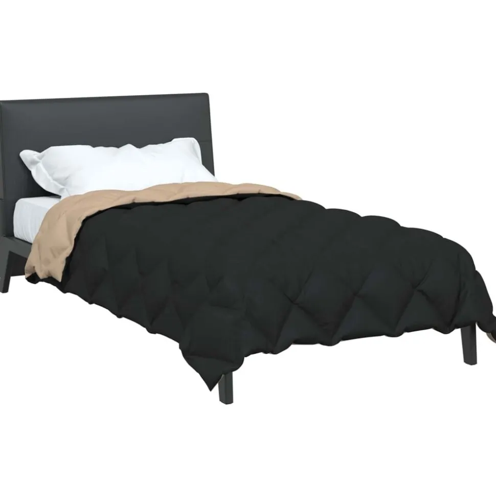 vidaXL Winter Dekbed Zwart en Taupe 135 x 200 cm Microfiber