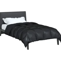 vidaXL Winter Dekbed Zwart 135 x 200 cm Satijn en Microfiber