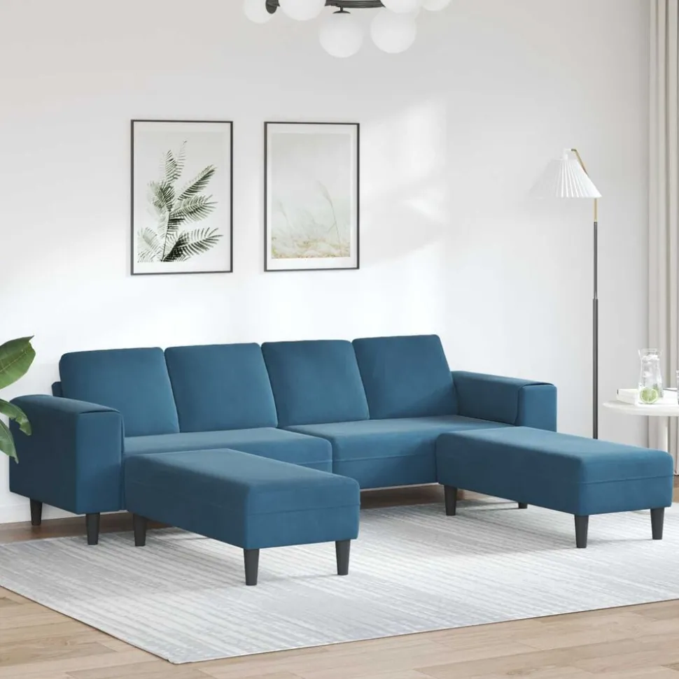 vidaXL Woonkamer Bank 3 pcs Blauw 250 x 188 x 76 cm