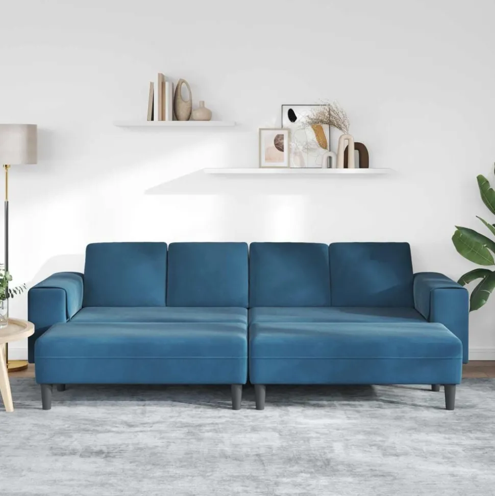 vidaXL Woonkamer Bank 3 pcs Blauw 250 x 188 x 76 cm