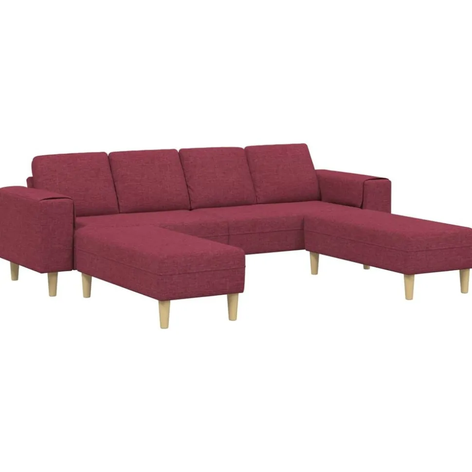 vidaXL Woonkamer Bank 3 pcs Wijnrood 250 x 188 x 76 cm Polyester
