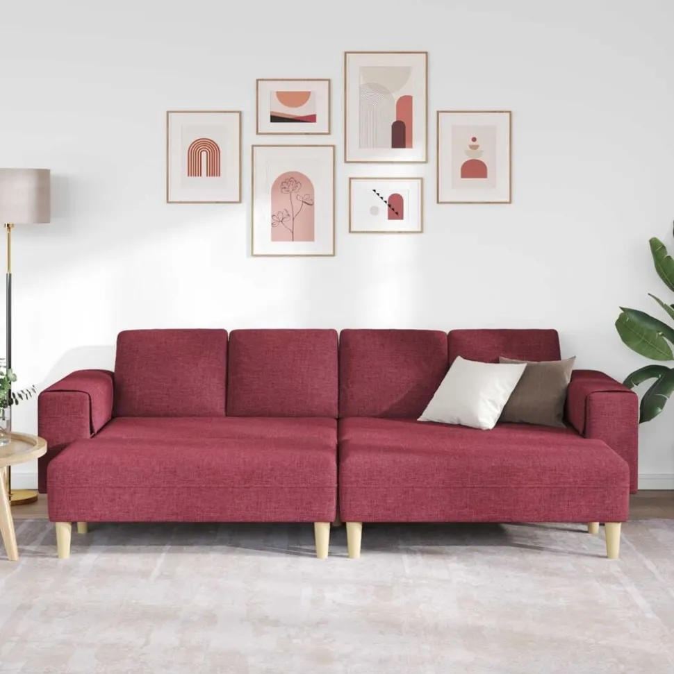 vidaXL Woonkamer Bank 3 pcs Wijnrood 250 x 188 x 76 cm Polyester