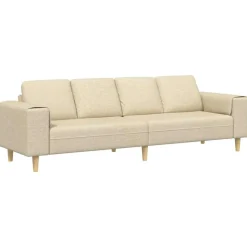 vidaXL Woonkamer Bank Crème 250 x 77 x 76 cm Polyester