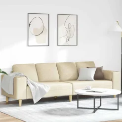 vidaXL Woonkamer Bank Crème 250 x 77 x 76 cm Polyester