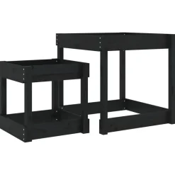 vidaXL Zandtafels 2 st massief grenenhout zwart